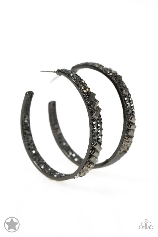 GLITZY By Association - Black Blockbuster Hoop Earring