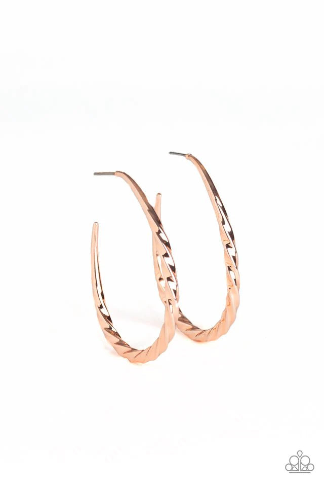 Twisted Edge - Rose Gold Hoop