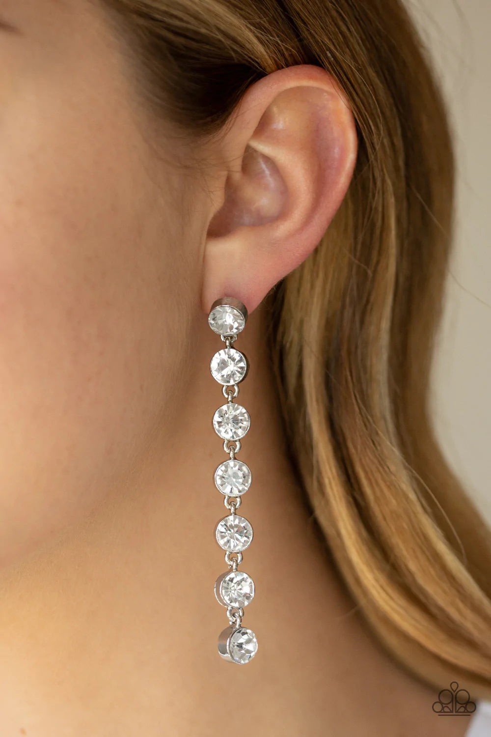Dazzling Debonair - White Post Earring