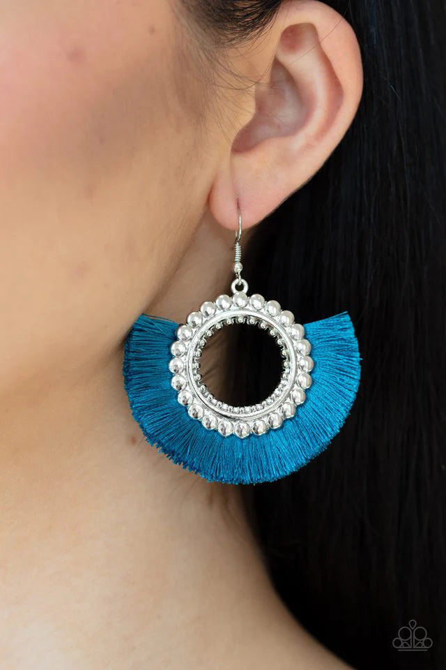 Fringe Fanatic - Blue Earring