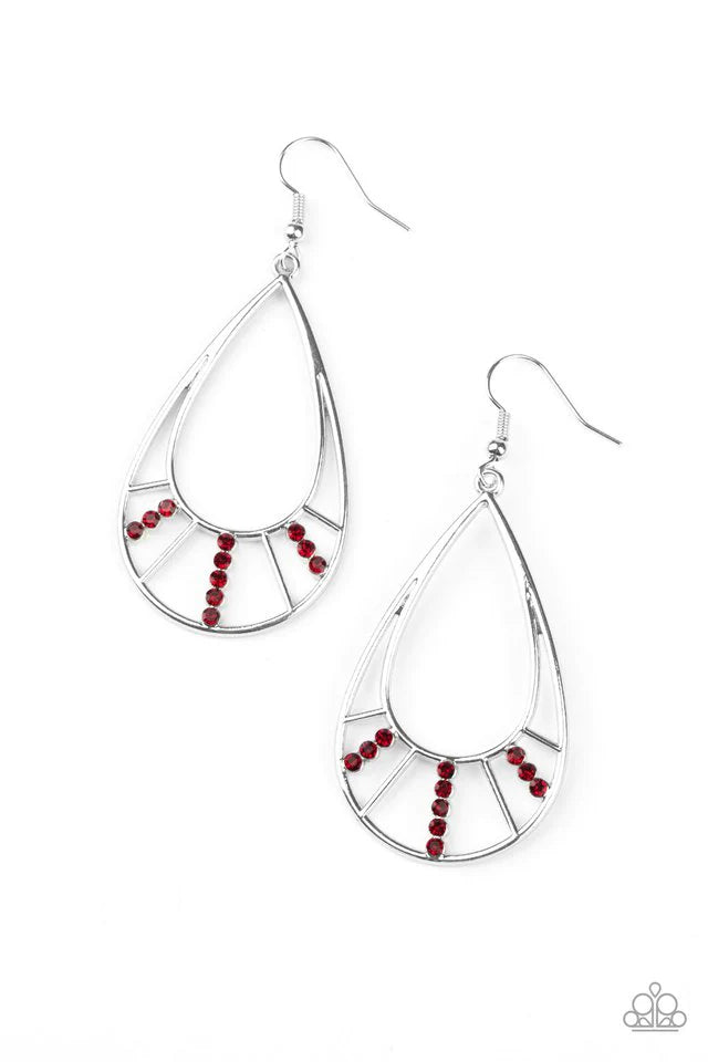 Line Crossing Sparkle - Red Earring