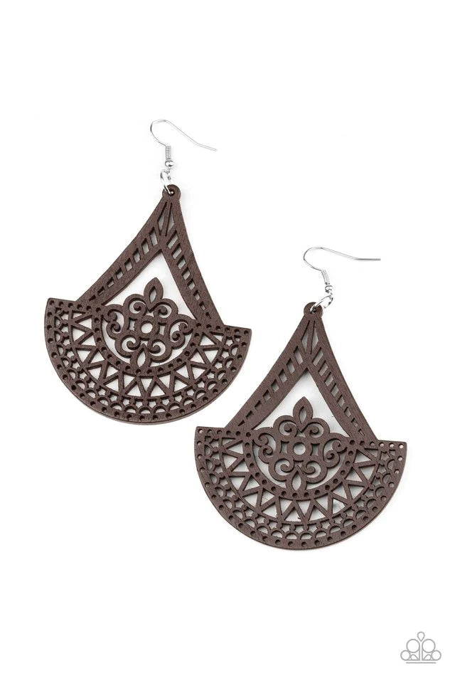 Tiki Sunrise - Brown Earring