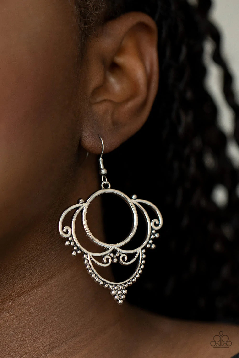Metallic Macrame - Silver Earring