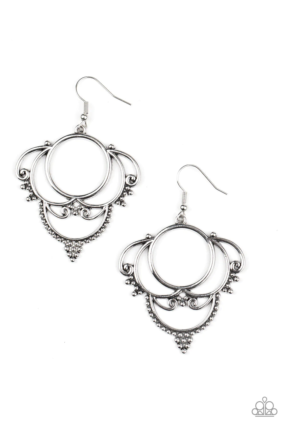 Metallic Macrame - Silver Earring