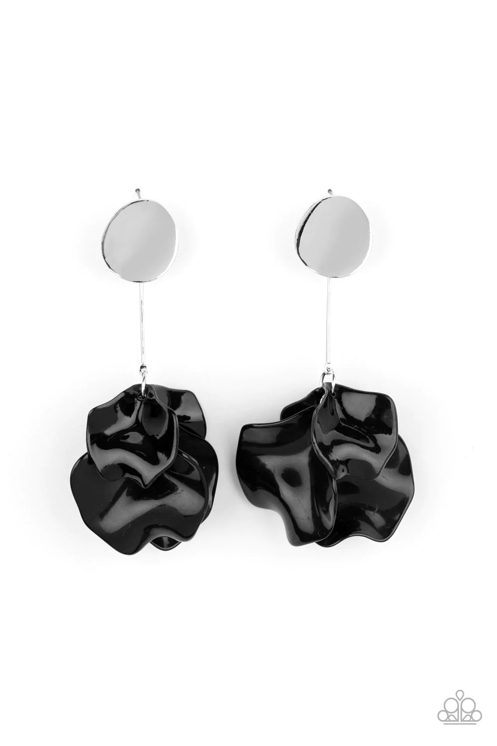 Petal Pathways - Black Post Earring