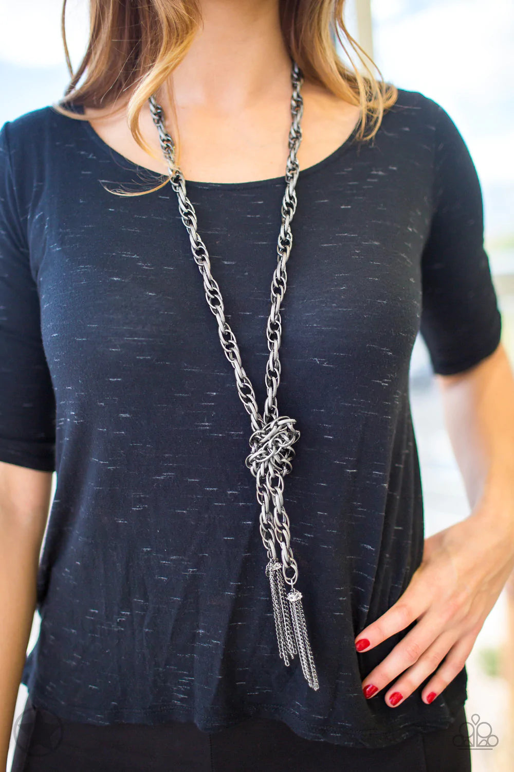 SCARFed for Attention (Gunmetal) - Black Necklace