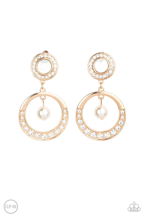 Regal Revel - Gold Clip-On Earring