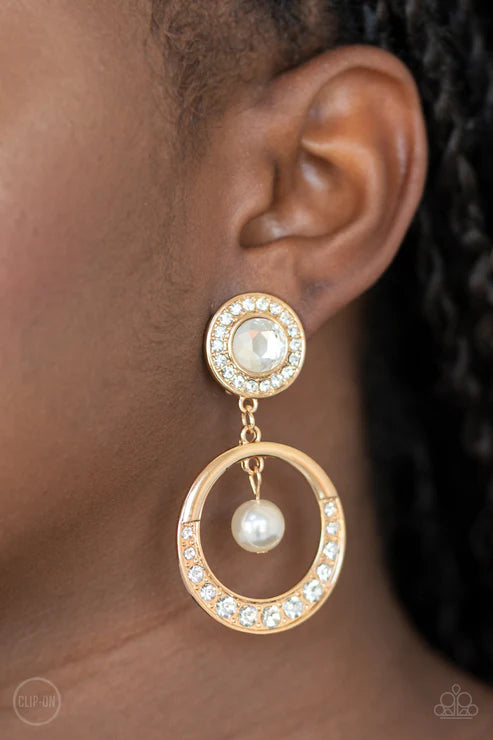 Regal Revel - Gold Clip-On Earring