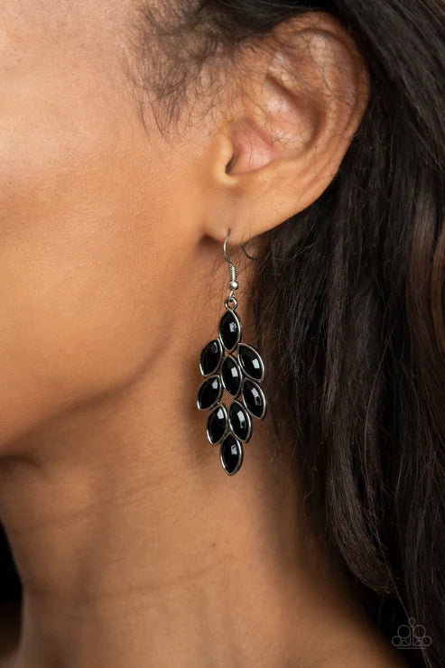 Flamboyant Foliage - Black Earring