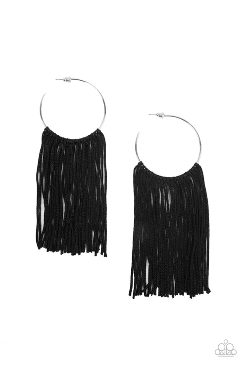 Flauntable Fringe - Black Hoop Earring