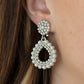 Discerning Droplets - White Clip-On Earring