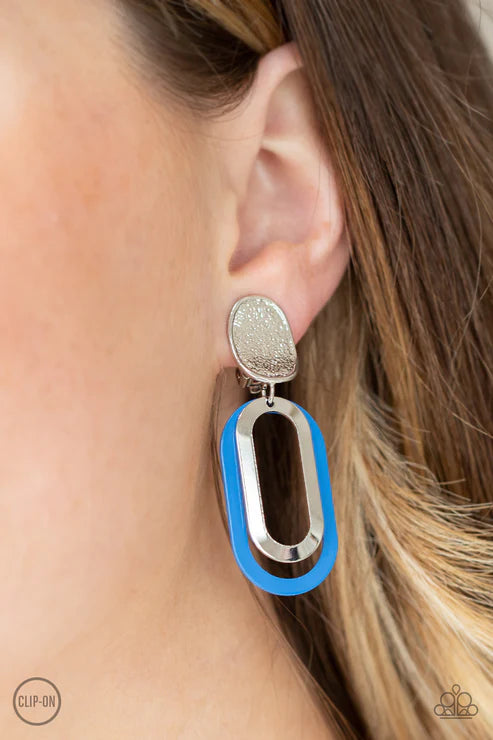 Melrose Mystery - Blue Clip-On Earring