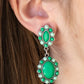 Positively Pampered - Green Clip-On Earring