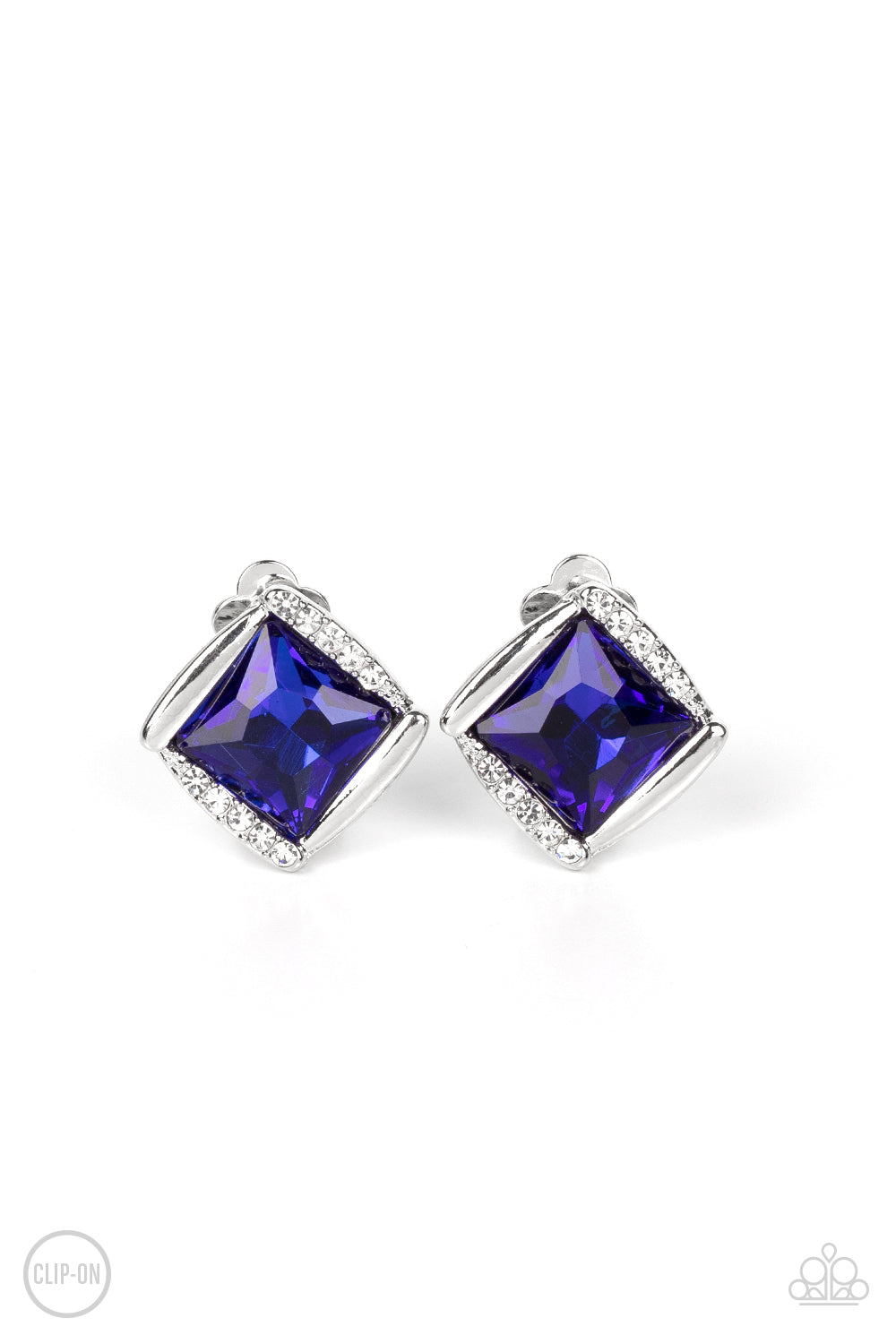 Sparkle Squared - Blue Clip-On Earring