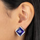 Sparkle Squared - Blue Clip-On Earring