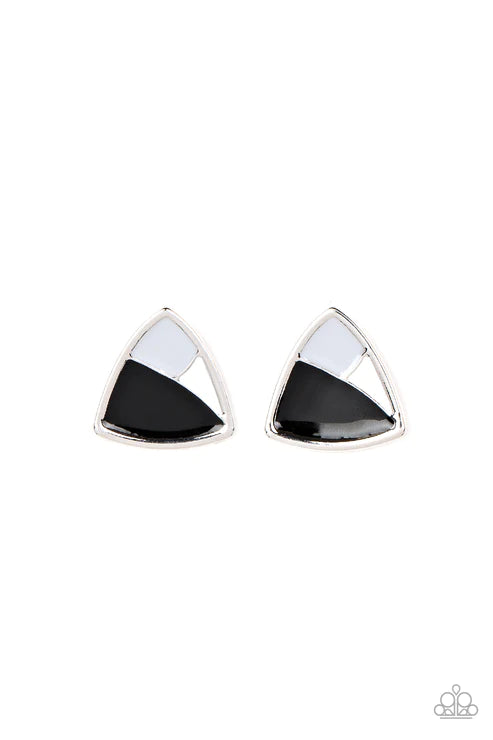 Kaleidoscopic Collision - Black Post Earring