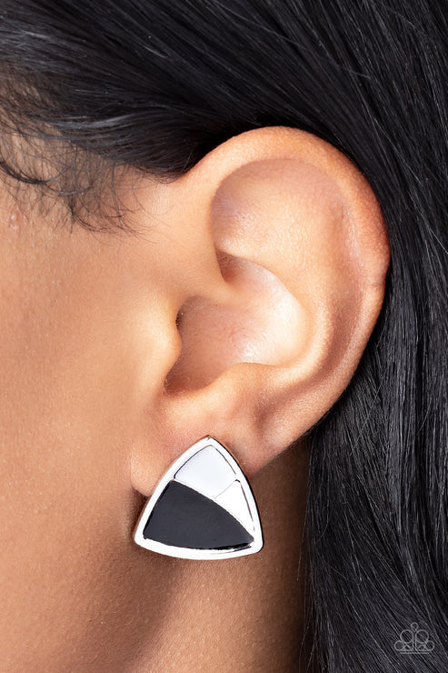 Kaleidoscopic Collision - Black Post Earring