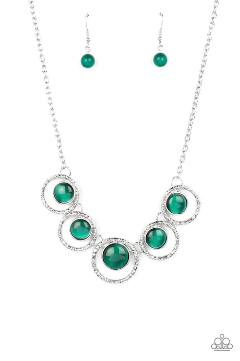 Elliptical Enchantment - Green Necklace