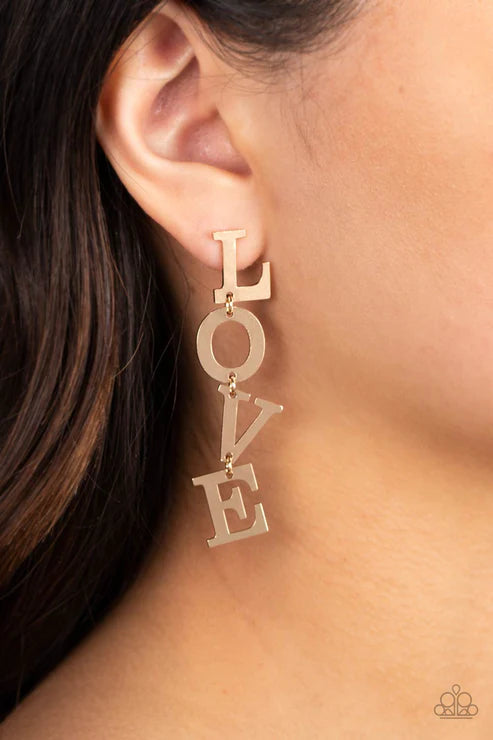 L-O-V-E - Gold Post Earring