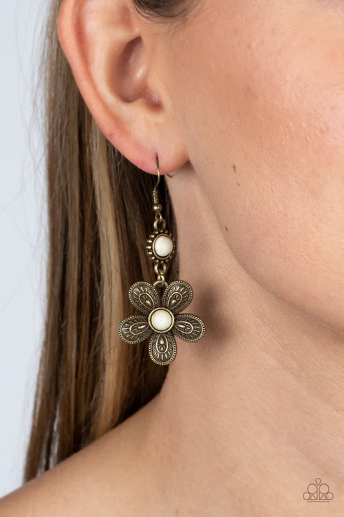 Free-Spirited Flourish - Brass Earring