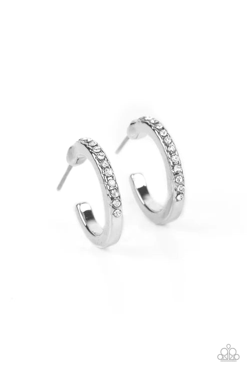 Audaciously Angelic - White Hoop Earring