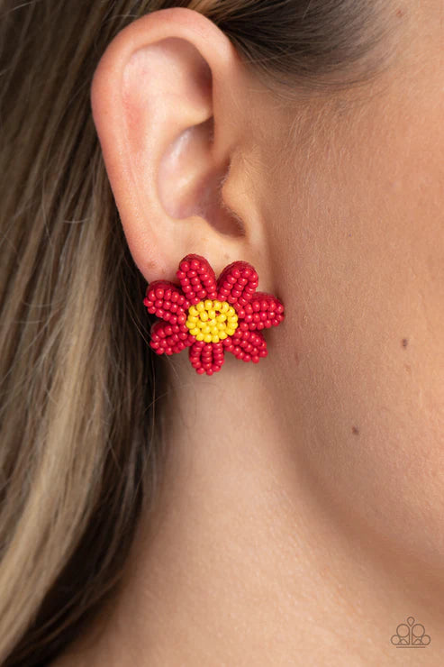 Sensational Seeds - Red Post Earring