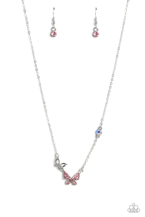 Can't BUTTERFLY Me Love - Pink Necklace