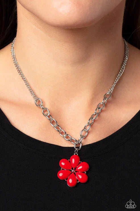 Dazzling Dahlia - Red Necklace