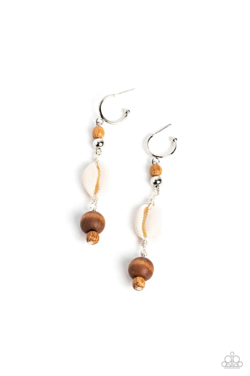 Coastal Cowabunga - Brown Hoop Earring