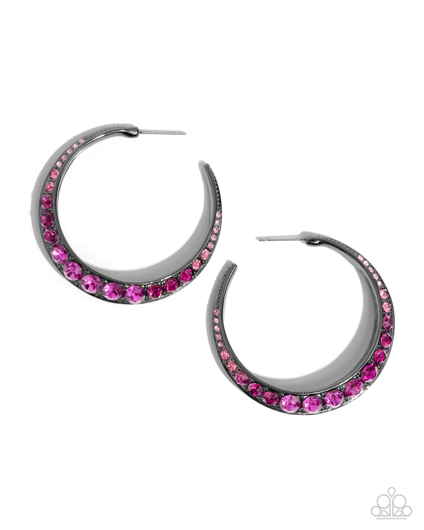 Embedded Edge - Pink Hoop Earring