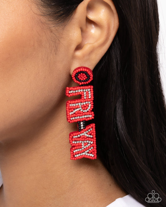 Its Friday! - Red Post Earring