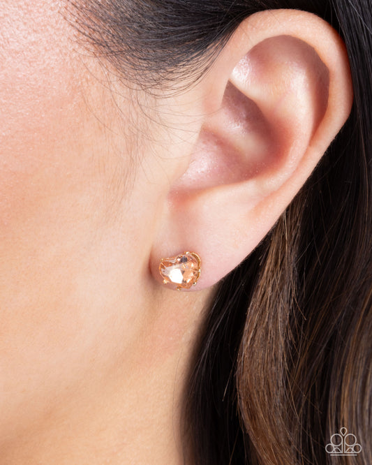 Sweetheart Stunner - Gold Post Earring