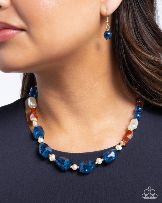 Crackling Chic - Blue Necklace