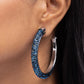 Chiseled Crescendo - Blue Hoop Earring