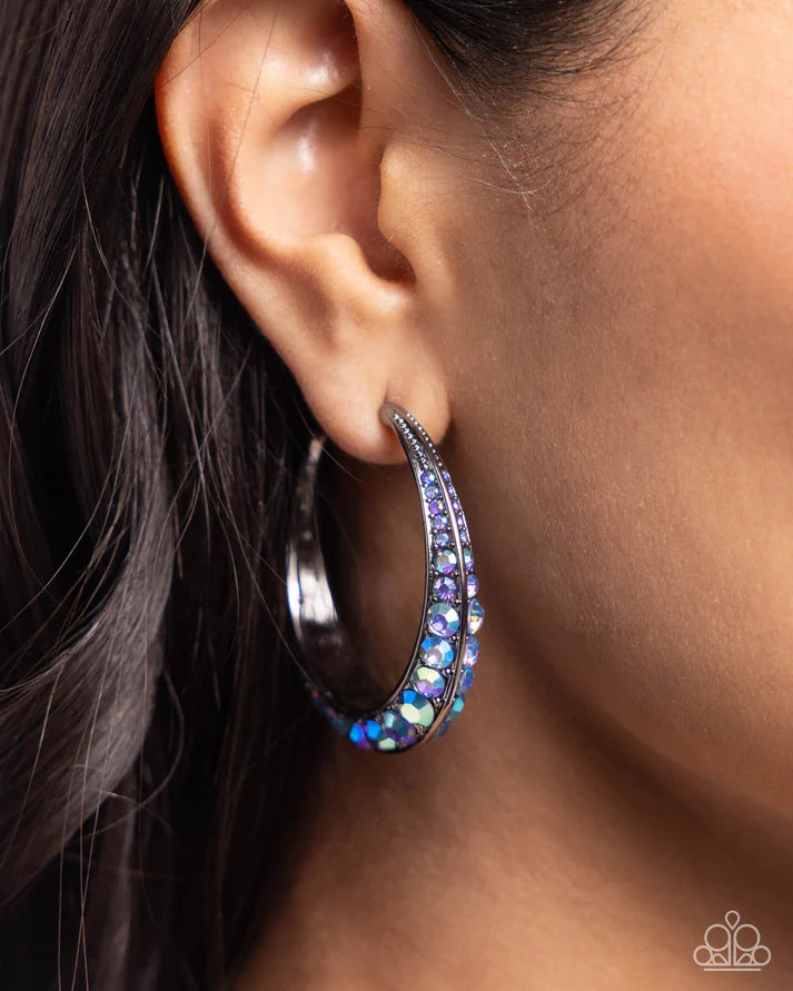 Embedded Edge - Blue Hoop Earring