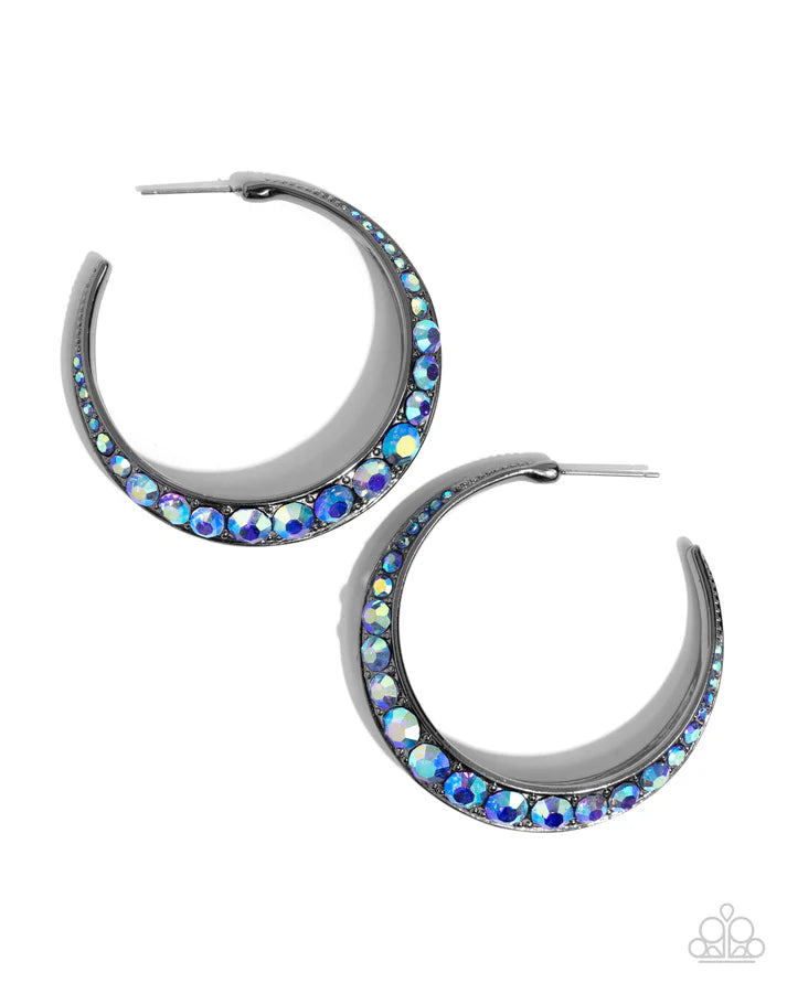 Embedded Edge - Blue Hoop Earring