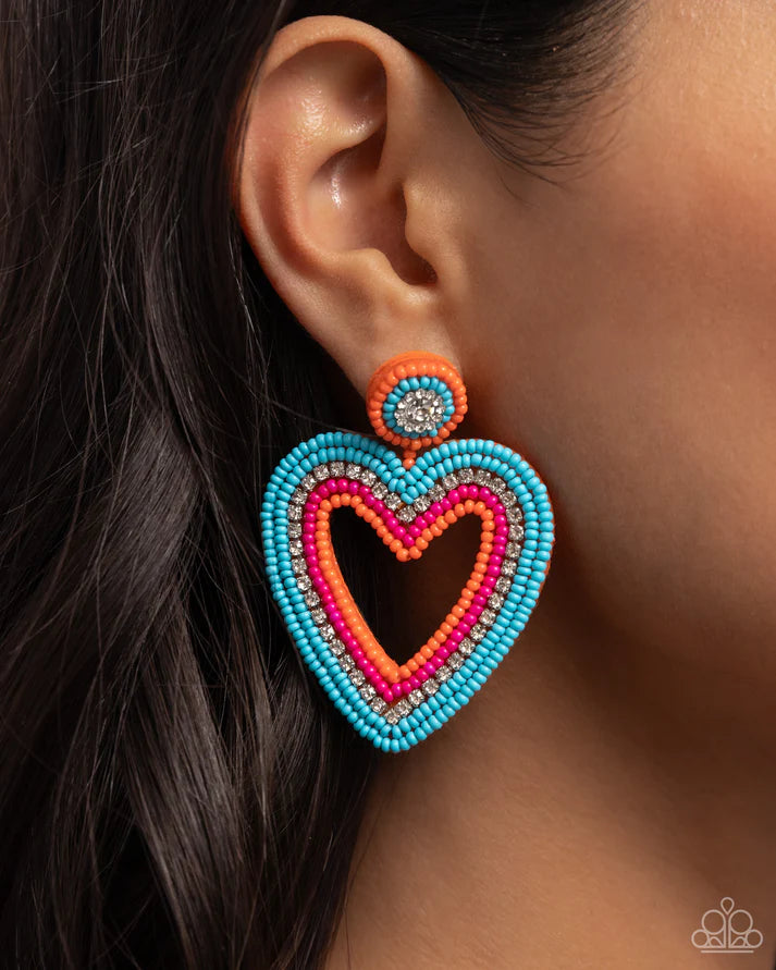 Headfirst Heart - Orange Post Earring