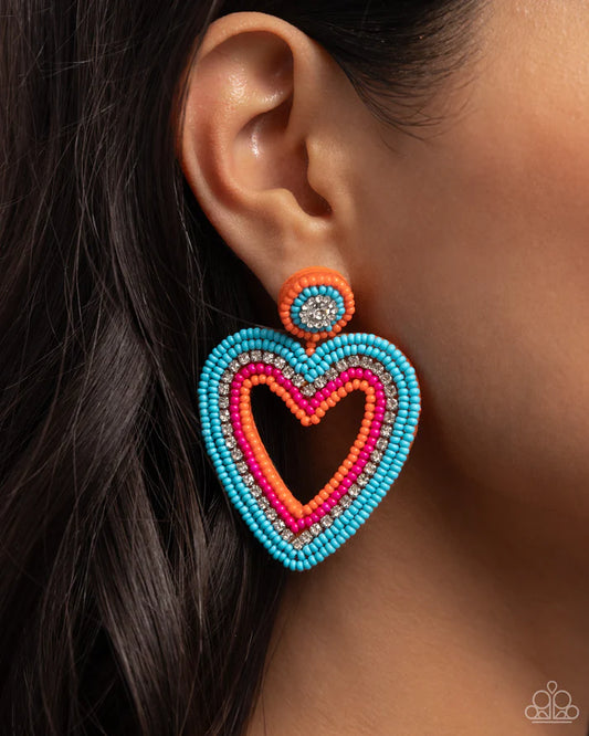 Headfirst Heart - Orange Post Earring