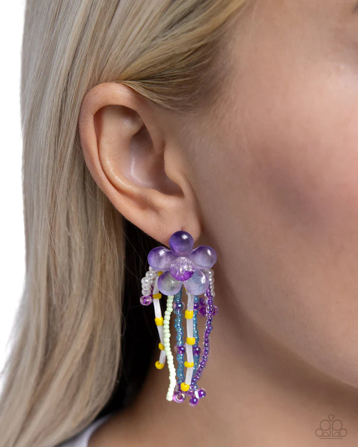 Japanese Blossoms - Purple Post Earring