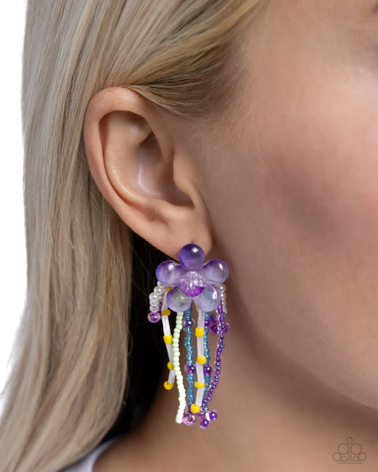 Japanese Blossoms - Purple Post Earring