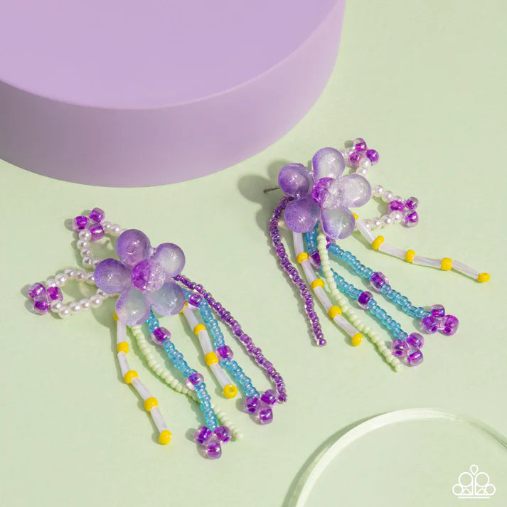 Japanese Blossoms - Purple Post Earring