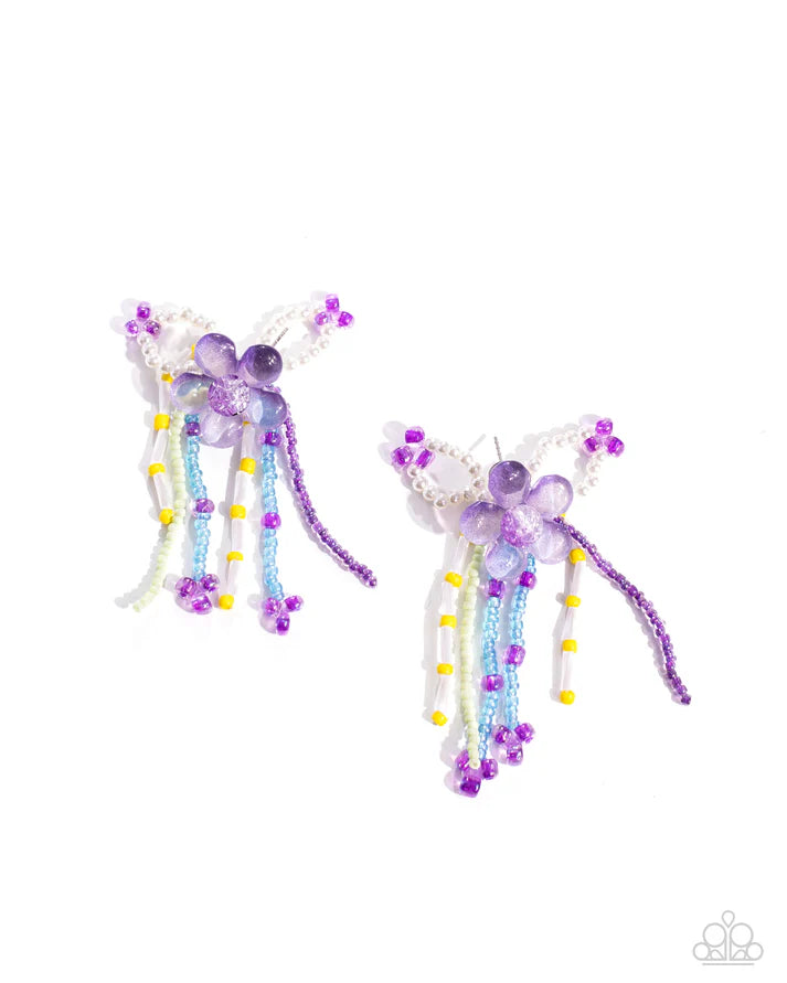 Japanese Blossoms - Purple Post Earring