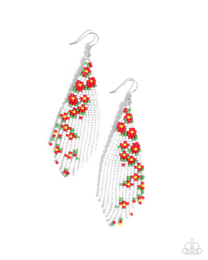 Picturesque Patchwork - Red Earring