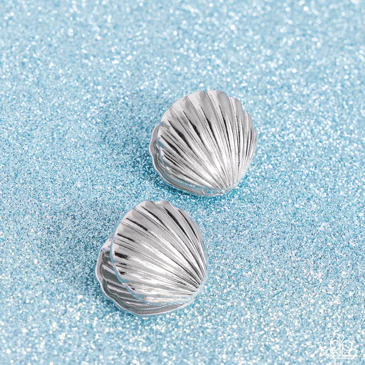 Seashell Surprise - Silver Hoops-Hinge