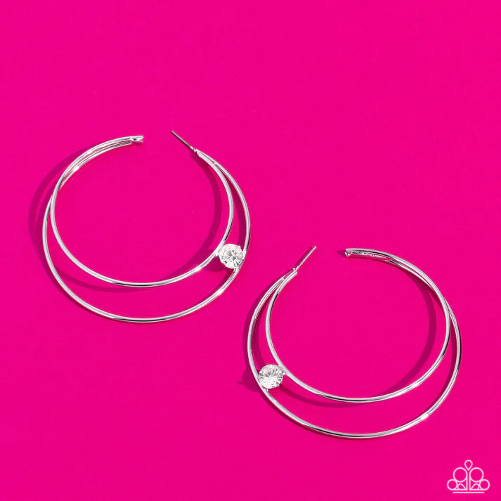 Theater HOOP - White Hoop Earring