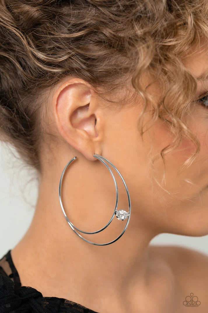 Theater HOOP - White Hoop Earring