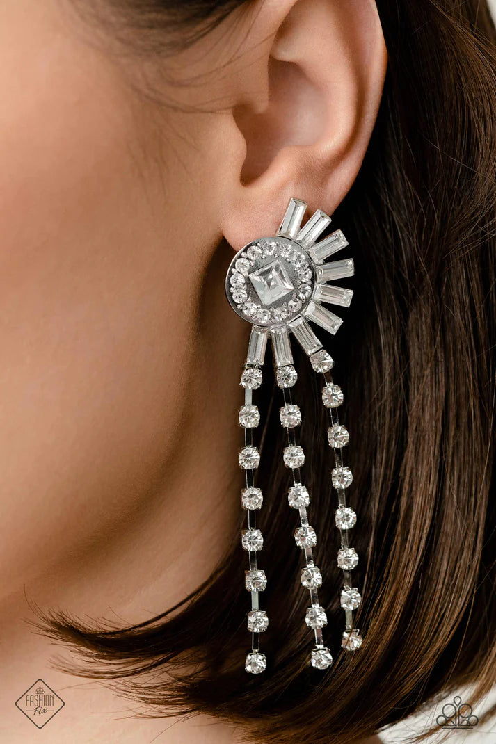 Torrential Twinkle - White Post Earring