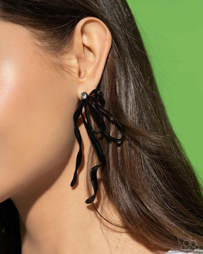 Trendy Tapestry - Black Post Earring