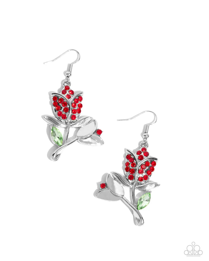 Tulip Tradition - Red Earring