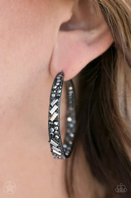 GLITZY By Association - Black Blockbuster Hoop Earring